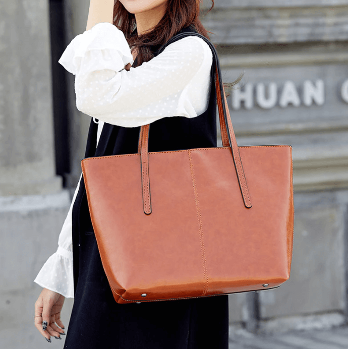 Vintage Leather Style Shopper Bag
