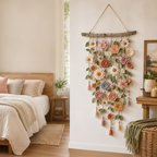 Crocheted Flower Wall Hanging with Tassels