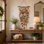 Crocheted Flower Wall Hanging with Tassels
