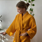 Cotton Waffle V-Neck Robe