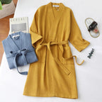 Cotton Waffle V-Neck Robe