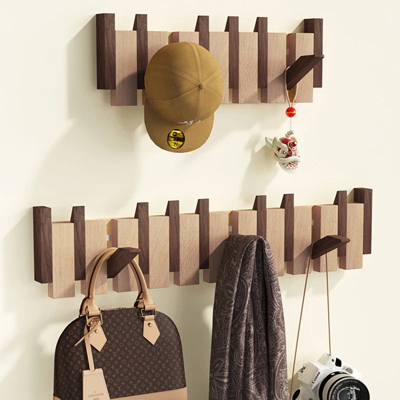 Wooden Wall Hooks for Jackets - Foldable & Handmade