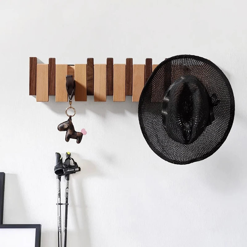 Wooden Wall Hooks for Jackets - Foldable & Handmade