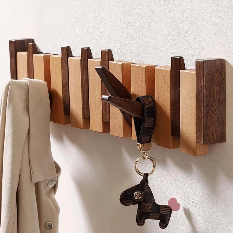 Wooden Wall Hooks for Jackets - Foldable & Handmade