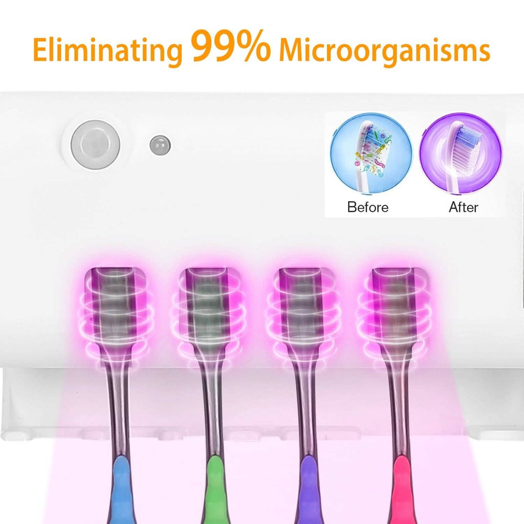 Wall Mounted Toothbrush Sanitizer Holder IR Induction UV Sanitization Rack