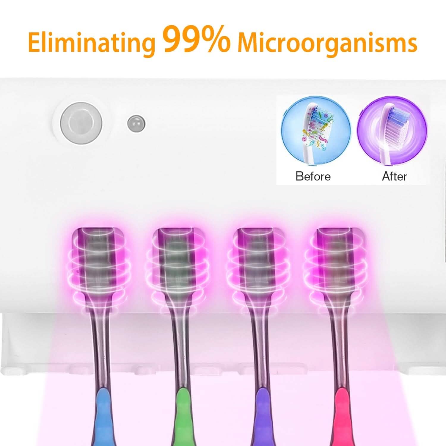 Wall Mounted Toothbrush Sanitizer Holder IR Induction UV Sanitization Rack