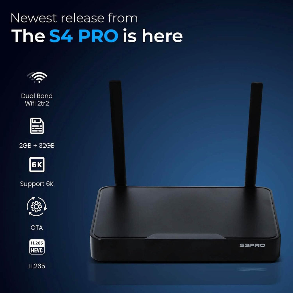 WALLECOM 2023 Latest S4 PRO Smart TV Box  (Refurbished)