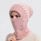 Warm Knitted Beanie Hat and Neck Warmer Set
