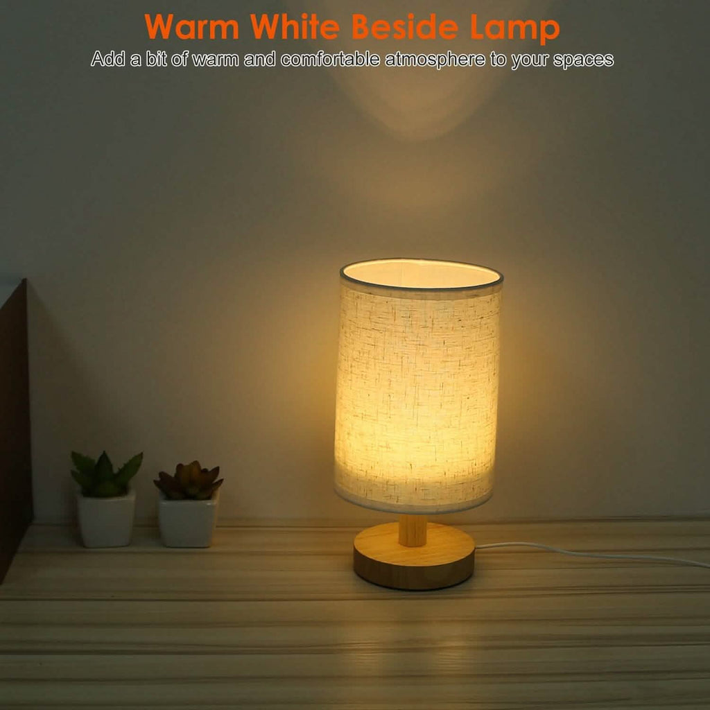 Warm White Nightstand Lamp USB Plug Modern Lantern
