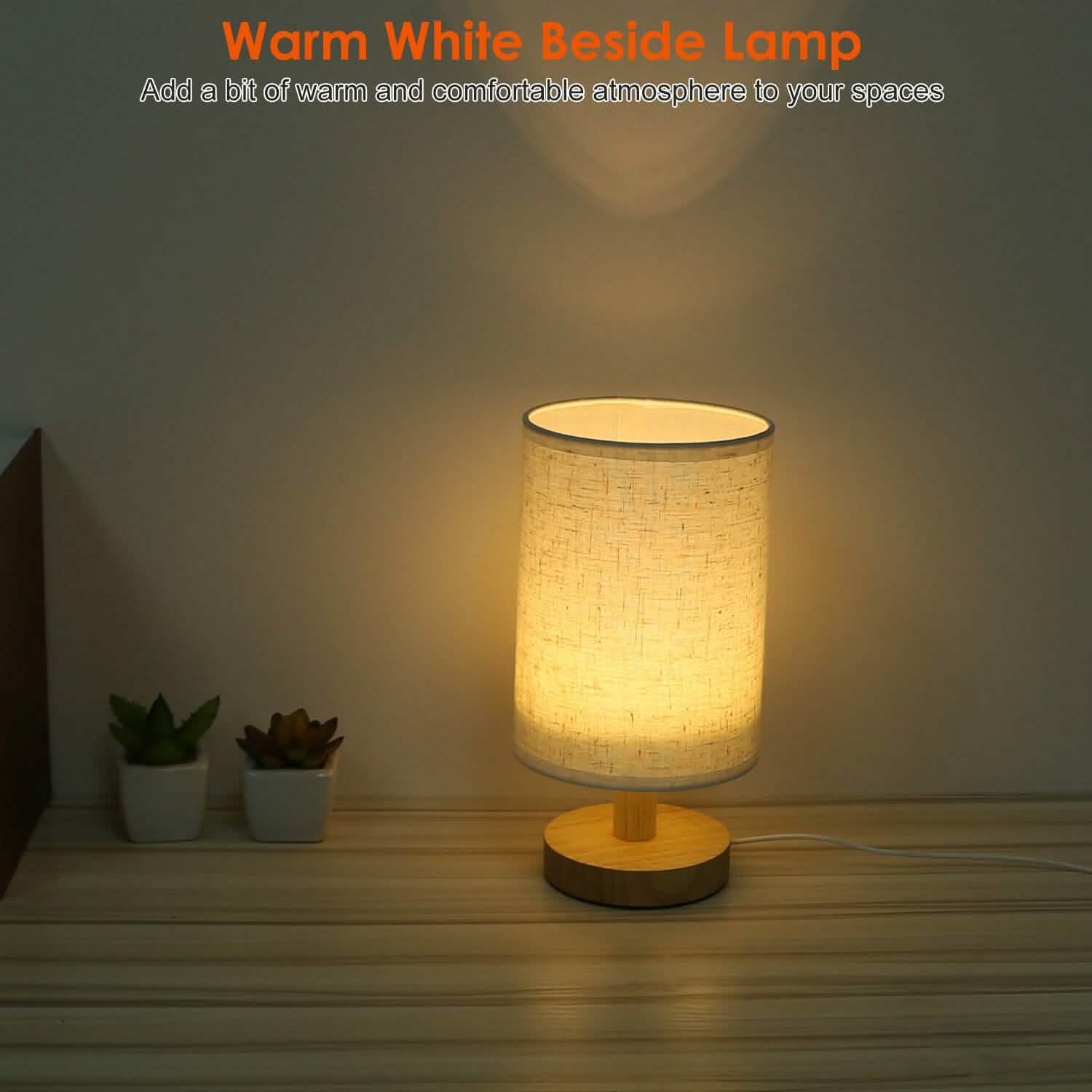 Warm White Nightstand Lamp USB Plug Modern Lantern