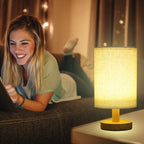Warm White Nightstand Lamp USB Plug Modern Lantern