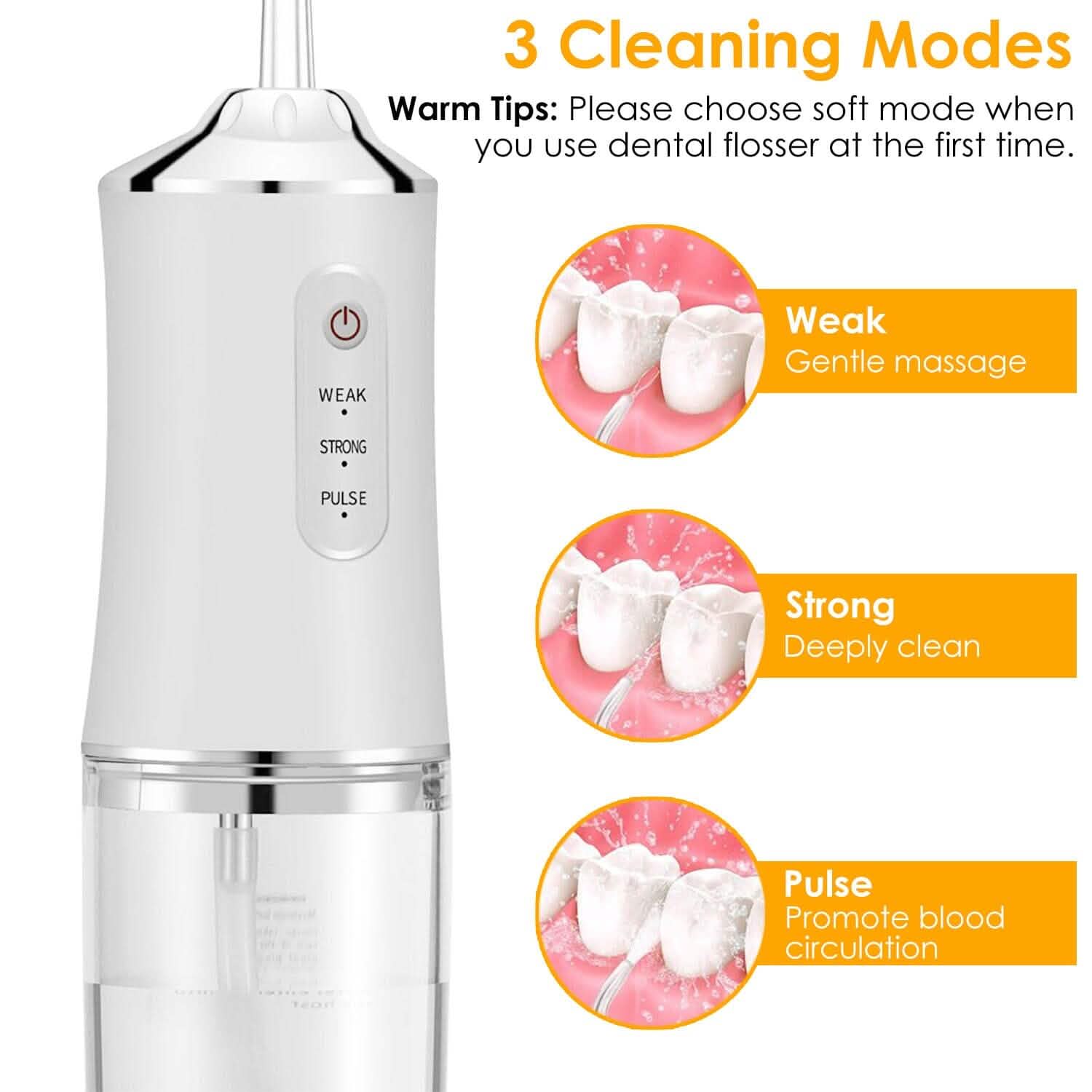 Water Flosser Cordless Dental Oral Irrigator Waterproof Teeth Cleaner
