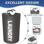 Waterproof Collapsible Clothes Hamper Laundry Basket With Padded Handles