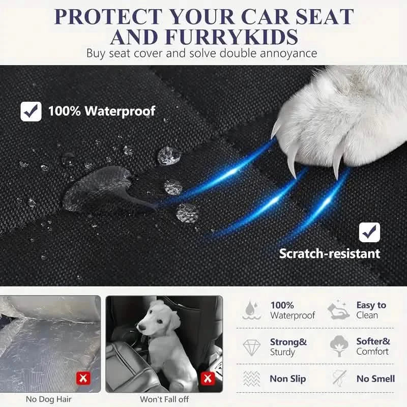 Waterproof Heavy-Duty Quilted Dog Seat Cover Hammock for Cars, Trucks, SUVs