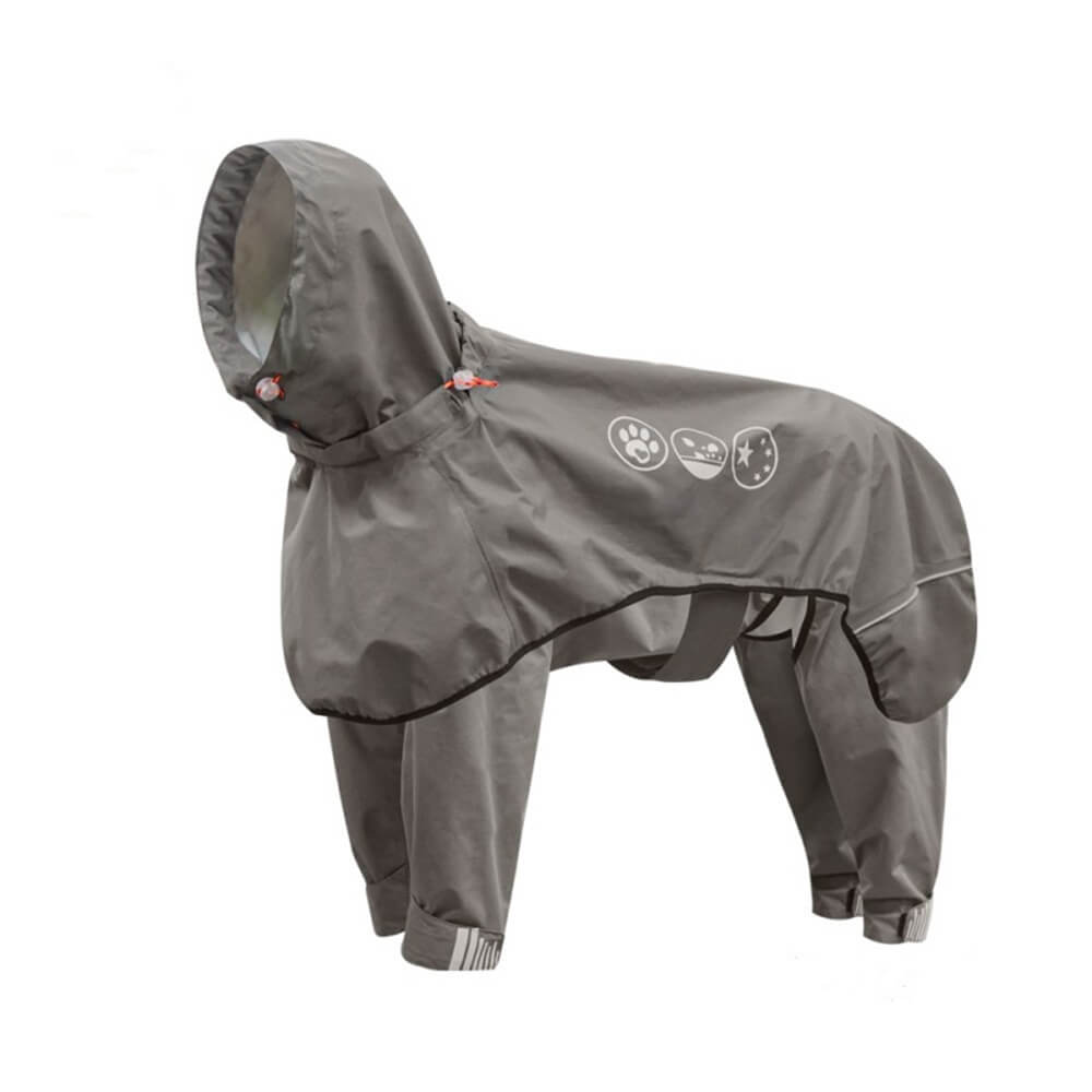 Waterproof Raincoat for Dogs with Four Legs and Reflective Pattern Hood