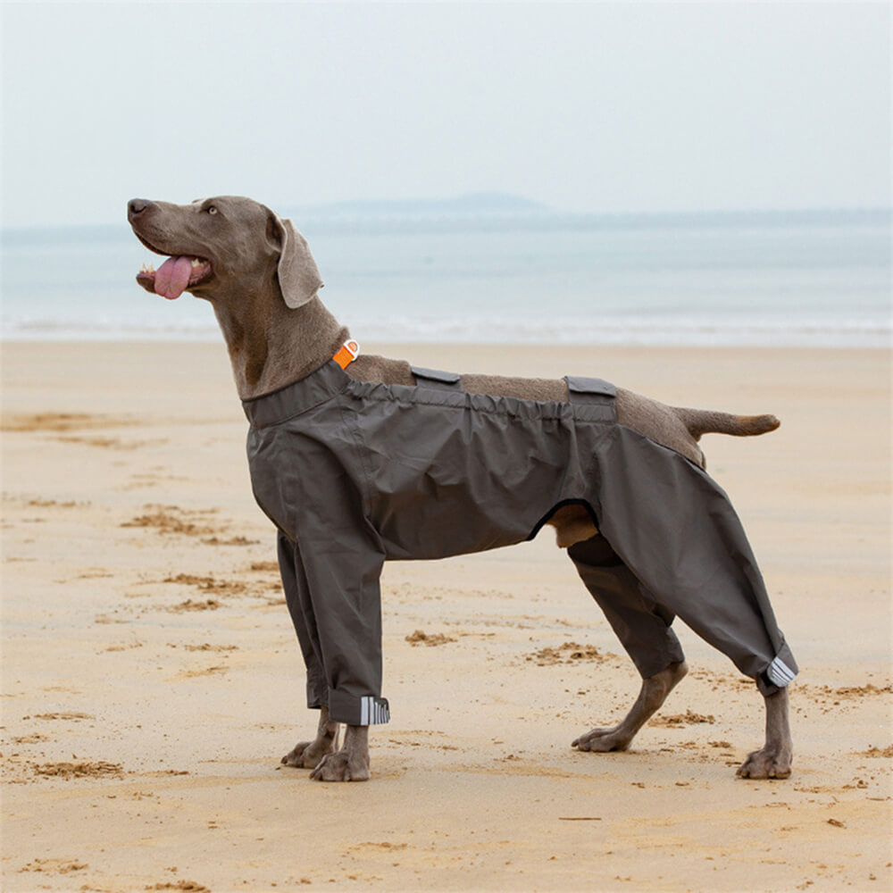 Waterproof Raincoat for Dogs with Four Legs and Reflective Pattern Hood