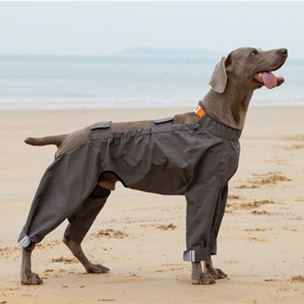 Waterproof Raincoat for Dogs with Four Legs and Reflective Pattern Hood