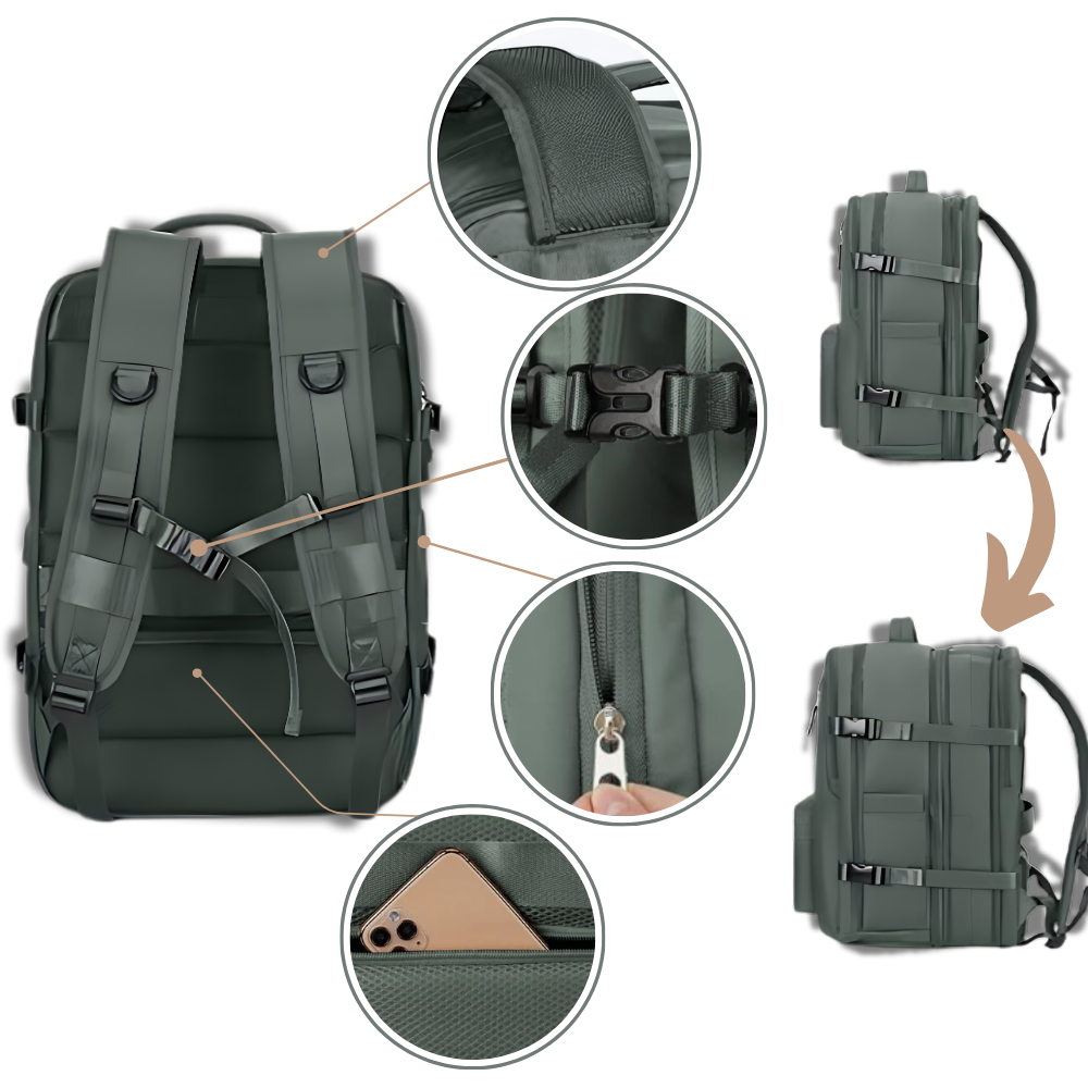 Waterproof Travel Backpack with Integrated USB Charger