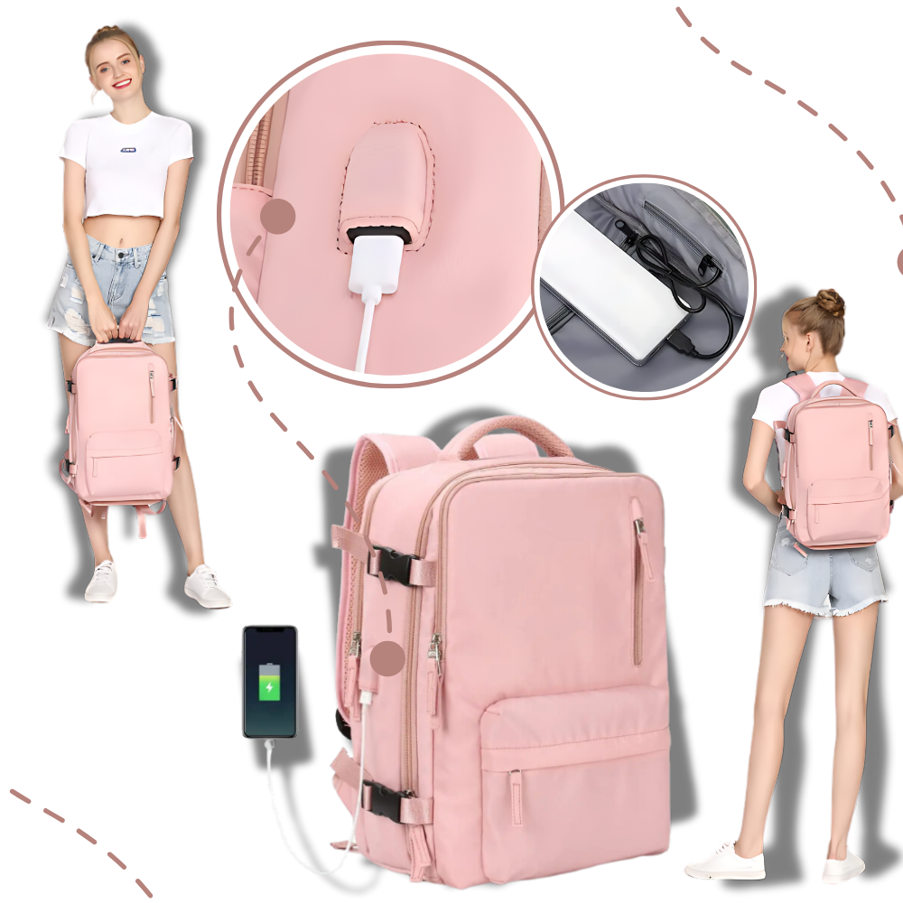 Waterproof Travel Backpack with Integrated USB Charger