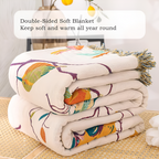 Boho Bird Pattern Tasseled Cotton Throw Blanket