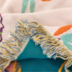 Boho Bird Pattern Tasseled Cotton Throw Blanket