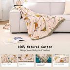 Boho Bird Pattern Tasseled Cotton Throw Blanket