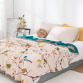 Boho Bird Pattern Tasseled Cotton Throw Blanket