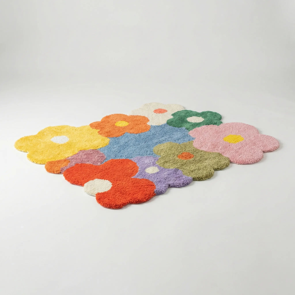 Whimsical Floral Area Rug for Living Room & Bedroom