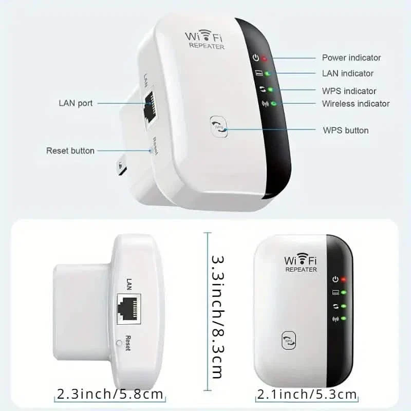 WiFi Long Range Amplifier Extender Signal Booster Wireless Internet Repeater with Ethernet Port
