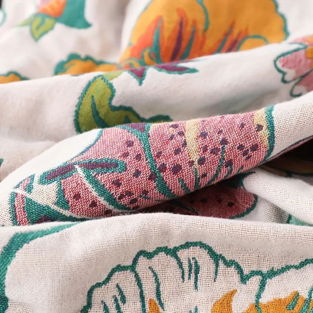 Floral & Butterfly Cotton Throw Blanket