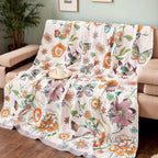 Floral & Butterfly Cotton Throw Blanket