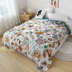 Floral & Butterfly Cotton Throw Blanket