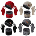 Winter Warm Beanie and Touch Screen Gloves Scarfs Set