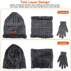 Winter Warm Beanie and Touch Screen Gloves Scarfs Set