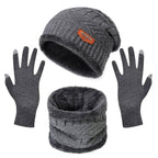 Winter Warm Beanie and Touch Screen Gloves Scarfs Set