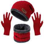 Winter Warm Beanie and Touch Screen Gloves Scarfs Set