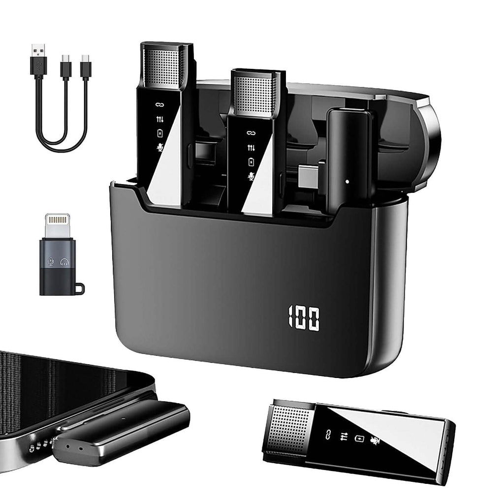 Wireless Clip On Microphone with Charging Case