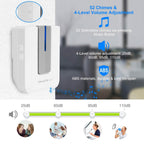 Wireless Doorbell Rings 1000FT with 1 Plug Receiver Chimes
