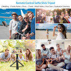 Wireless Selfie Stick Extendable Tripod with Detachable Remote Shutter for 3.5-6.2" Phone