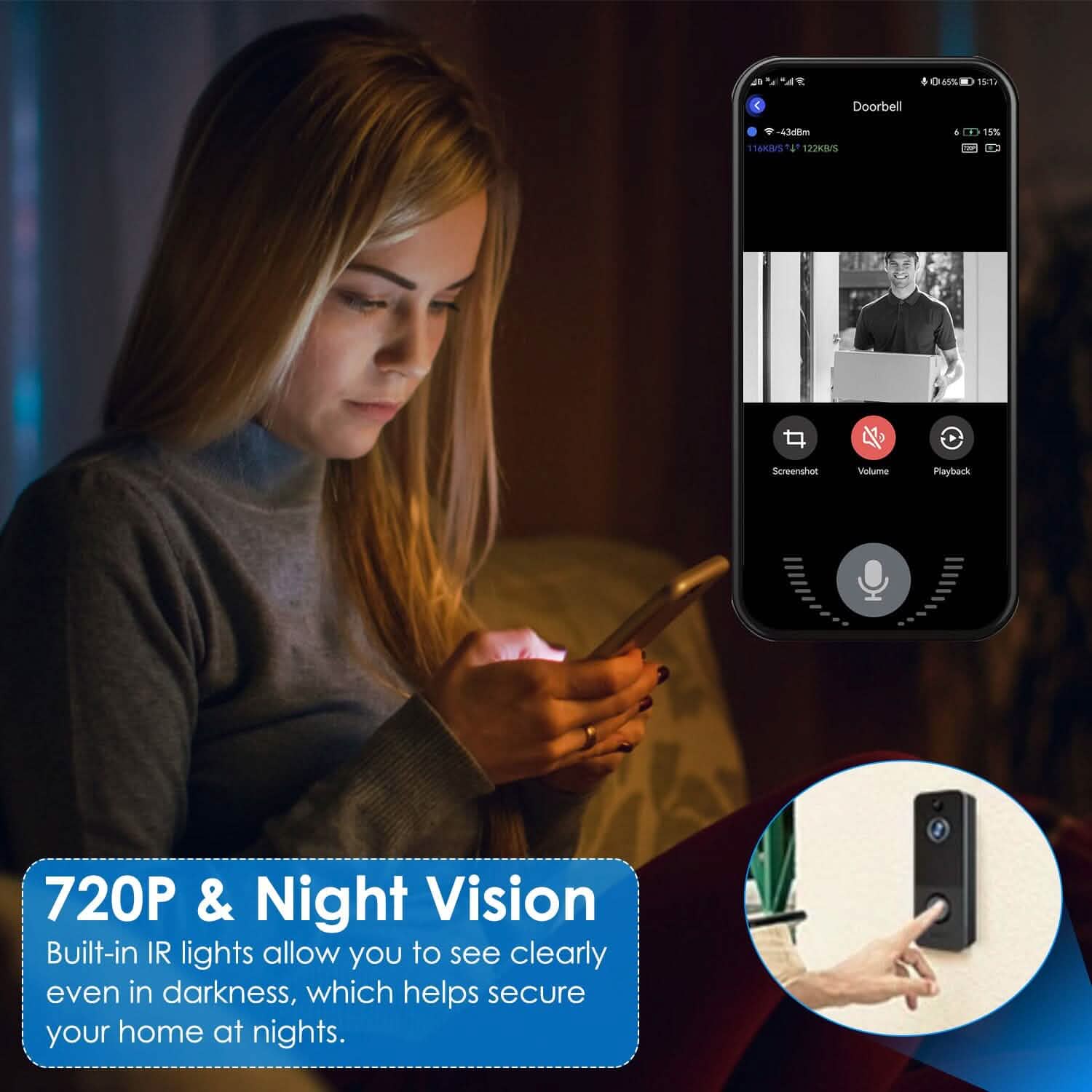 Wireless Smart Wi-Fi Video Doorbell