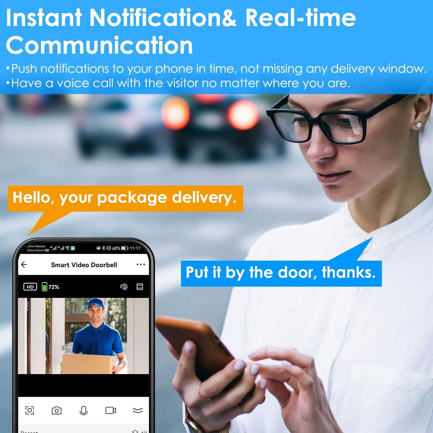 Wireless Smart WIFI Video Doorbell Two Way Audio