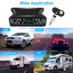 Wireless Solar Car Tire Pressure Monitoring System Auto Tire Pressure with Sensors Temperature Alarm