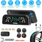 Wireless Solar Car Tire Pressure Monitoring System Auto Tire Pressure with Sensors Temperature Alarm