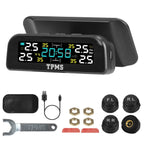 Wireless Solar Car Tire Pressure Monitoring System Auto Tire Pressure with Sensors Temperature Alarm