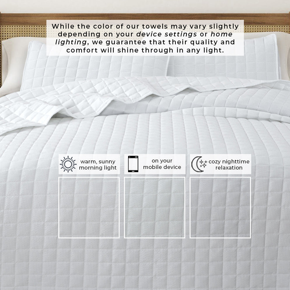 Box-Stitched Seersucker Quilt Set - Seersucker Collection