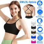Women Cross Back Sport Bras Padded with Removable Pads Thin Straps