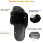 Women Faux Fur Slippers Open Toe