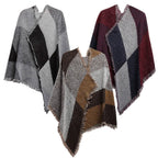 Women Long Soft Knitted Shawl Extra Thick Plaid Blanket Wrap Cape