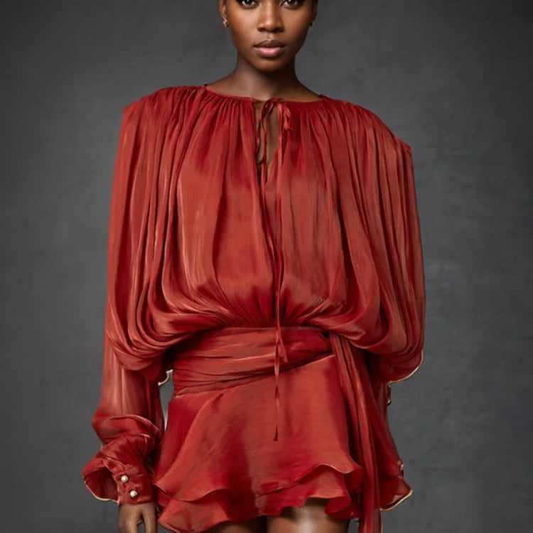 Women's Mini Dress With Flowing Sleeves