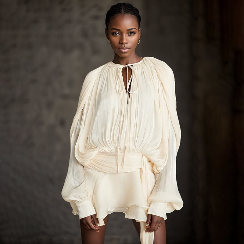 Women's Mini Dress With Flowing Sleeves